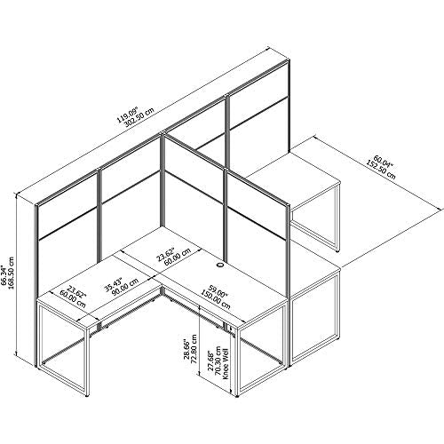 Bush Business Furniture Easy Office 2 Person L Shaped Cubicle Desk Workstation, 60W x 66H, Pure White