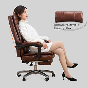 HUIQC Managerial Executive Chair with 170° Recline, Lumbar Pillow, Footrest - Khaki