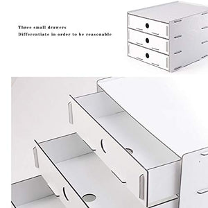None Wooden File Cabinet Desktop Office Organizer White 38x25x34cm