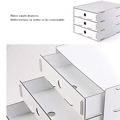 Wooden File Cabinet Desktop Office Organizer White 38x25x34cm