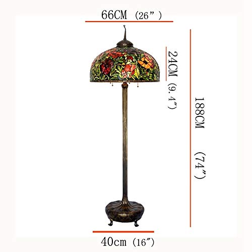 LRJSKWZC Tiffany Style Floor Lamp 26" Retro Creative Color Glass Poppy Pure Copper