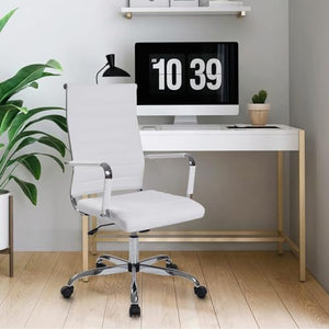 Walmokid Office Task Chair Set of 6, Ergonomic Leather Conference Room Chairs White