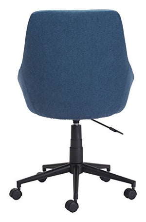 Zuo Modern 100961 Powell Office Chair, Blue, Cushioned Seat Swivels and Adjusts in Height, Sturdy Casters, 250 lbs Weight Capacity, Dimensions 24.8"W x 34.39"H x 24.8"L