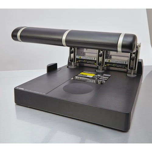 CARL, XHC-150N, Heavy Duty 3-Hole Paper Punch, 150 sheet capacity.,Black and Silver