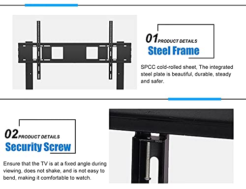 YokIma Mobile TV Stand with Wheels, Fits 43-75 Inch TV, Adjustable Height, Av Shelf, Black Heavy Duty Mount Stand