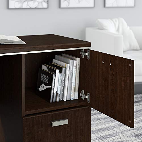 Bush Furniture Tuxedo L Shaped Desk with Hutch in Mocha Cherry