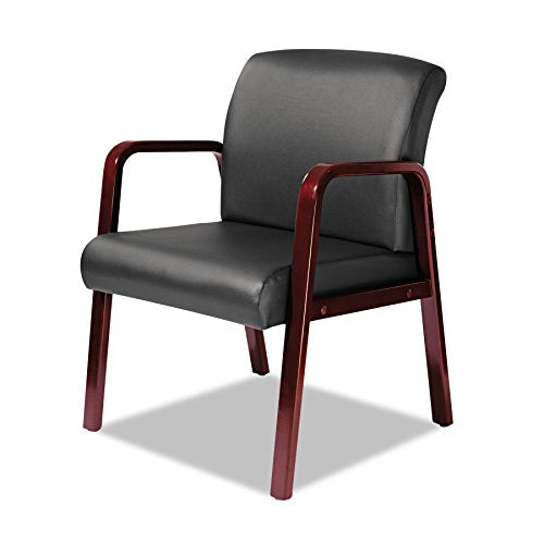 Alera ALERL4319C Reception Lounge Series Guest Chair, Cherry/Black Leather