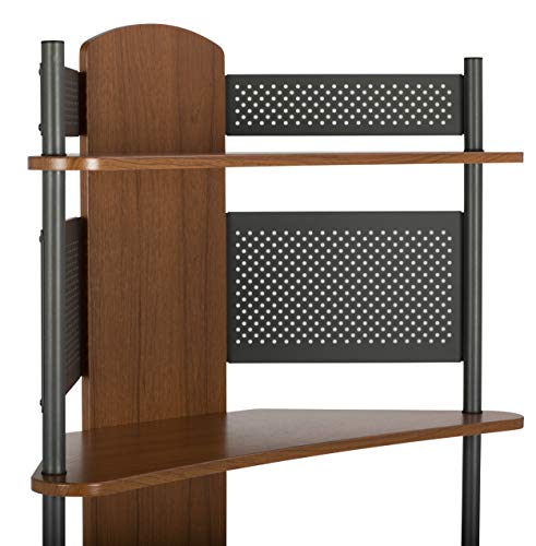 Calico Designs Arch Tower Corner Computer Tower Multipurpose Home Office Computer Writing Desk - Pewter / Teak,