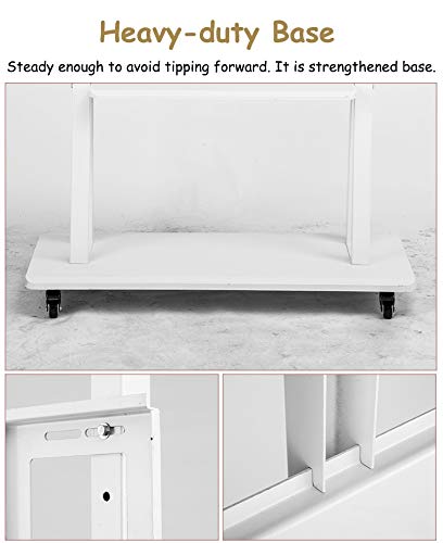 YokIma White Universal TV Stand for 32-70 Inch TVs, Heavy Duty Mobile Cart with AV Shelf & Mount - 120kg Load