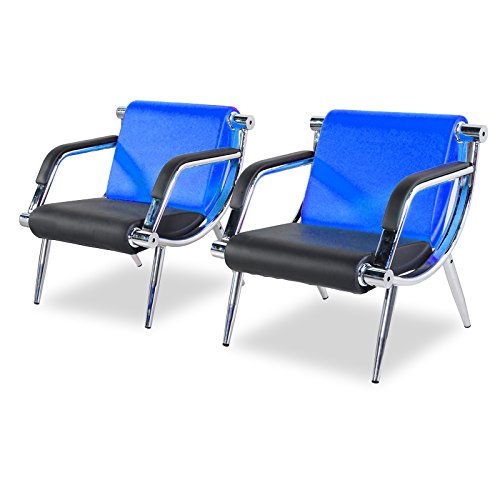 BORELAX 3PCS Office Reception Chair Set Blue and Black PU Leather Waiting Room Bench Visitor Guest Sofa Airport Clinic