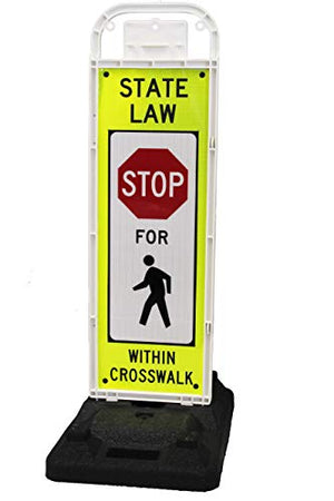 Stop for Pedestrian Crossing Sign for School Zone/Crosswalks - U-Frame & 32lb U-Base (Sign and Base Ship Separately)