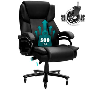 Indulgear Big and Tall Office Chair 500LBS, Adjustable Lumbar Support, Heavy Duty Metal Base