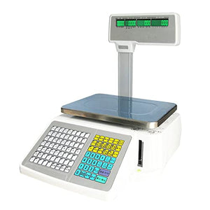 TECHTONGDA Price Computing Scale Commercial Digital Counting Scales 33lb Capacity with Pole Display and Label Printer for Supermarket Trade 110V