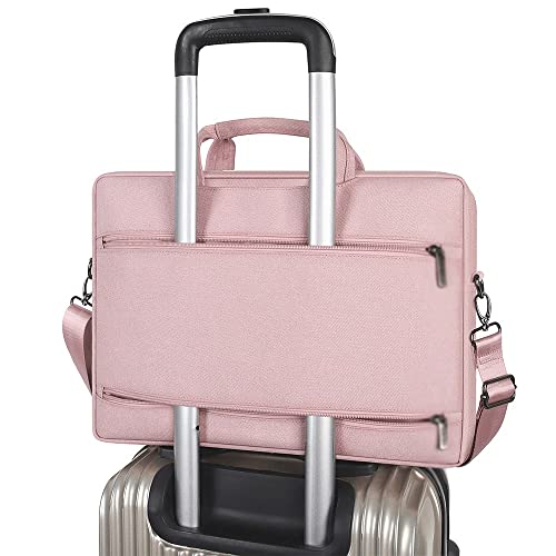 SSMDYLYM Waterproof Laptop Bag Carrying Bag Shoulder Bag Briefcase with USB Charging Port Notebook (Color : Pink, Size : 17-inch)