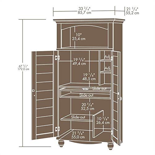 Pemberly Row Computer Armoire Closet Cabinet in Antiqued Paint