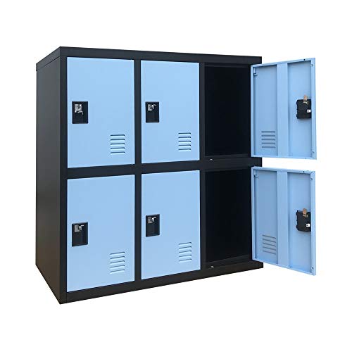MECOLOR-Metal Kids Locker for Girls Bedroom and Playroom Storage for Clothes,Bags,Toys and Book (Blue, W6D-Padlock)