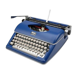 Royal Retro Manual Typewriter Bundle with Nylon Ribbon - Vintage Blue Design