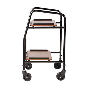 DMI Adjustable Height Rolling Utility Serving Tray Portable Table Food Cart Trolley, 2 Level Trays, 4 Wheels, Black and Silver