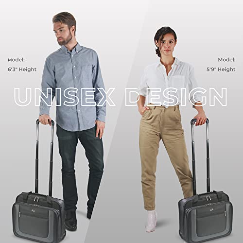 solo Bryant Rolling Bag with Wheels, Fits Up to 17.3-Inch Laptop, Black/Grey, 14" x 16.8" x 5"
