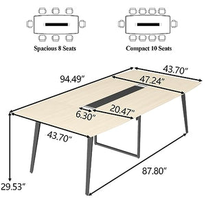 Loomie 8FT Conference Table with Grommet, Boat Shaped Computer Desk