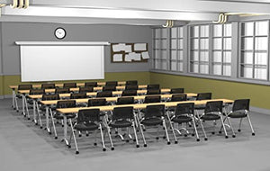 Team Tables Folding Training Seminar Classroom Model 7395 Beech 30 Person Tables with Task Chairs