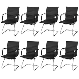 Giantex Office Reception Chairs Set - Guest & Conference Chairs with Armrests, PU Leather, Anti-Slip Foot Pads (Black, 8 Pack)
