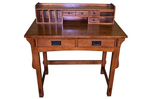 Mission Quarter Sawn Oak Desk with Two Drawers & Storage