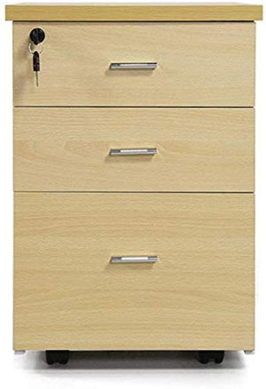 SHABOZ Anti-Theft File Cabinet with Rollers - Large Capacity Multi-Layer Storage (40x40x56cm Light Brown)