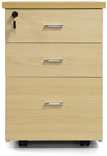 SHABOZ Anti-Theft File Cabinet with Rollers - Large Capacity Multi-Layer Storage (40x40x56cm Light Brown)