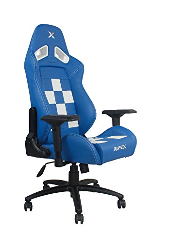 Finish Line White on Blue Checkered Flag Pattern Gaming and Lifestyle Chair by RapidX