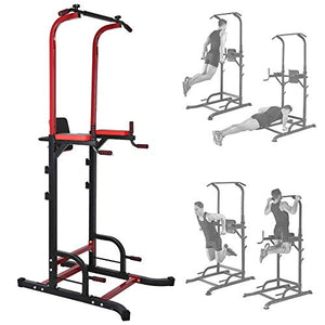 TOPINCN Strength Training Dip Stand, Strength Training Multi-Function Fitness Equipment Power Tower Workout Dip Station Steel Horizontal Bar for Home