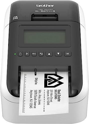 Brother QL-820NWB Professional Label Printer - WiFi, Ethernet, Bluetooth - 300 x 600 dpi, Auto Cut, 110 Labels/Min