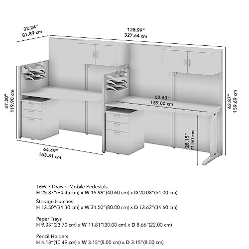 Bush Business Furniture Office in an Hour Double Workstation Set with Storage and Privacy Panels | 2 Person Commercial Desk, Hansen Cherry