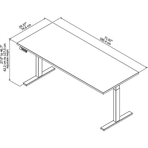 Move 60 Series 72W x 30D Height Adjustable Standing Desk in Storm Gray with Black Base