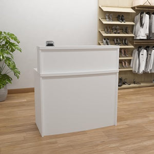 UGOS Modern White Reception Desk w/ Transaction Counter | Laminate Desktop | Multifunctional Standing Front Desk (47 inch)
