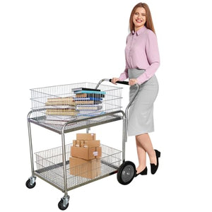 Yeeoy Wire Basket Mail Cart, Rolling File Cart - 250 lb Capacity