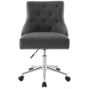 Modway Regent Tufted Button Upholstered Fabric Swivel Office Chair with Nailhead Trim in Gray