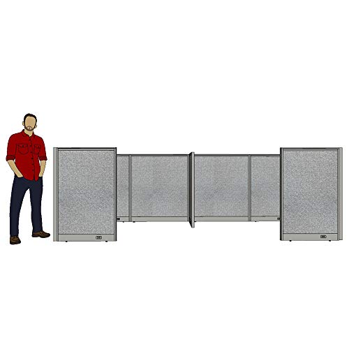 G GOF 2 Person Separate Workstation Cubicle (6' x 12' x 4') / Office Partition - Grey