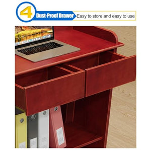 VducK Lectern Podium Stand with Wide Reading Surface and Storage Shelf