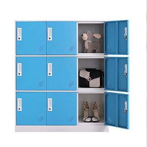 Living Room Organizers and Storage Small Metal Storage Cabinet with Lock for toy and Cloth and self belonging storage (Blue, 9D)