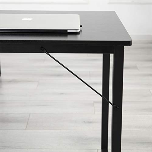 FYHJND L Shaped Computer Desk,L Corner Desk Wood & Steel Modern Writing Study Table Home Office Desk Large PC Laptop Workstation for Study Room Bedroom Living Room Office Room,Black,136×60×15.5cm