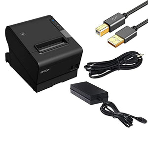 Epson TM-T88VI Thermal Receipt Printer, Black - Ethernet/USB/Serial, NFC, 180 dpi, DAODYANG Printer_Cable