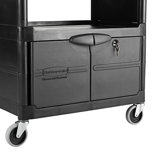 Rubbermaid Commercial Products Rolling Utility Cart with Drawers, Black, 300 lbs Capacity