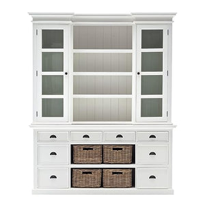 212 Main Library Hutch with Basket Set Classic White