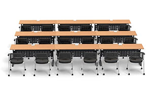 Team Tables Folding Training Meeting Seminar Classroom Tables with Industrial Caster Z-Base - Model 5552 27pc Beech - Power+USB Outlet - Fold+Nest - Seating Included