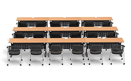 Team Tables Folding Training Meeting Seminar Classroom Tables with Industrial Caster Z-Base - Model 5552 27pc Beech - Power+USB Outlet - Fold+Nest - Seating Included