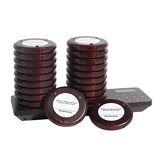 AGJ Wireless Restaurant Pager System - 20 Coaster Beeper Buzzer Queue Pagers