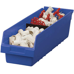 Akro-Mils 30094 Plastic Nesting ShelfMax Storage Bin Box, (24-Inch x 6-Inch x 6-Inch), Blue, (10-Pack)