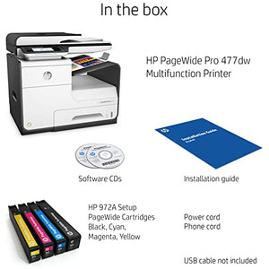 HP PageWide Pro 477dw Wireless Color Multifunction Printer - 55 ppm, 2400 x 1200 dpi, Auto Duplex, 50-Sheet ADF
