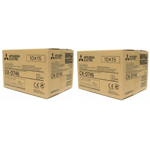 Mitsubishi 2X Two 6" Wide Paper Rolls and Inksheet for 800 Photos, Size: 4x6, 2-Roll Box CP Series Thermal Printers